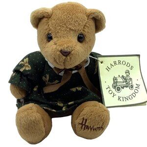 Harrod's Knightsbridge Teddy Bear Plush Stuffed Animal 5.5" Holiday Green Dress